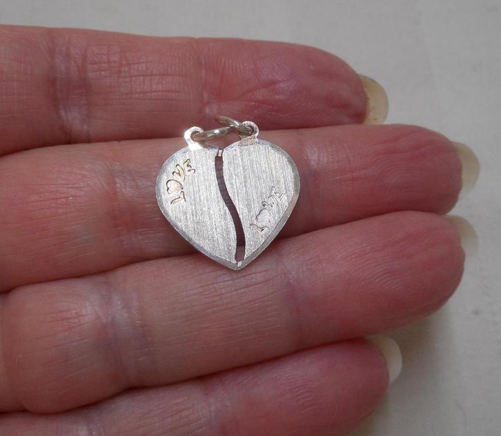 Zilveren hanger hart nr.1110, Sieraden, Tassen en Uiterlijk, Kettinghangers, Zo goed als nieuw, Zilver, Zilver, Hart, Verzenden
