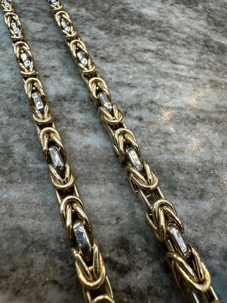 14k Gouden Bicolor Koningsketting - Zeldzaam!, Sieraden, Tassen en Uiterlijk, Kettingen, Nieuw, Goud, Ophalen of Verzenden