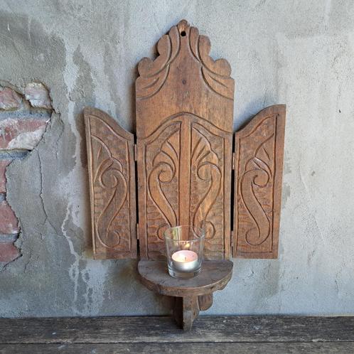 Oud houten schap muurrekje wandconsole met luikjes *Etage3*, Huis en Inrichting, Woonaccessoires | Overige, Gebruikt, Ophalen of Verzenden