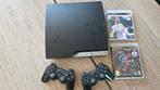 Playstation 3 Slim 160 Gb + 2 controllers en 2 games, Spelcomputers en Games, Spelcomputers | Sony PlayStation 3, Gebruikt, Met 2 controllers