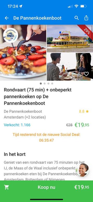 Social deal voucher De Pannenkoekenboot beschikbaar voor biedingen