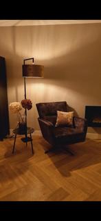 Donkergroene velvet draai fauteuil, Huis en Inrichting, Fauteuils, Ophalen, Minder dan 75 cm, Zo goed als nieuw, Stof