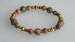 Mooie armband met leopard skin Jaspis, Verzenden, Geel, Nieuw, Elastiek