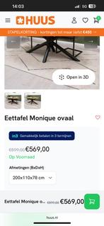 Ovale eettafel. Type Monique. Bij huus gekocht., Huis en Inrichting, Tafels | Eettafels, Ophalen, 200 cm of meer, Zo goed als nieuw