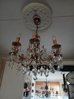 Kristallen Kroon Luchter 8 Arms, Huis en Inrichting, Lampen | Kroonluchters, Ophalen, Gebruikt, Glas, Messing kristallen Luchter