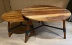 Salontafels set van 2 mangohout, Ophalen, Rond, 50 tot 100 cm, Minder dan 50 cm