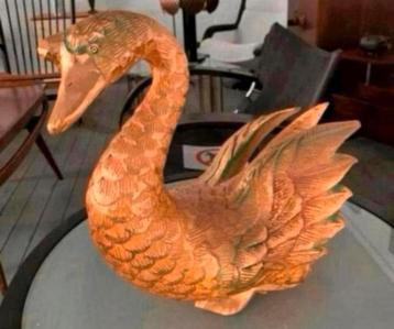 Beeld houten brass Hollywood Regency beeld van zwaan beschikbaar voor biedingen