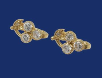 Prachtige 18 karaat Gouden Oorbellen met Edelsteentjes beschikbaar voor biedingen