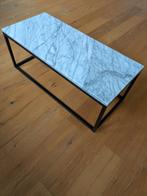 Salontafel - zwart stalen frame met natuursteen blad, Ophalen, Minder dan 50 cm, 50 tot 100 cm, Zo goed als nieuw