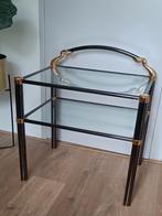 LEVERING MOGELIJK! Bijzettafel met glas en goud, Ophalen, 50 tot 100 cm, Rond, 25 tot 50 cm