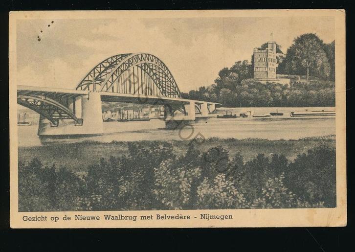 Nijmegen - Gezicht op de nieuwe Waalbrug [KRST009-2249, Verzamelen, Ansichtkaarten | Nederland, Gelopen, Gelderland, 1940 tot 1960