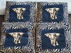 4 sier olifant kussens, Huis en Inrichting, Woonaccessoires | Kussens, Ophalen of Verzenden, Zo goed als nieuw, Blauw, Vierkant