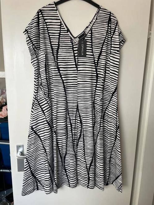 Nieuwe katoenen zwart wit gestreepte jurk Pien van ophilia, Kleding | Dames, Grote Maten, Nieuw, Jurk, Zwart, Verzenden
