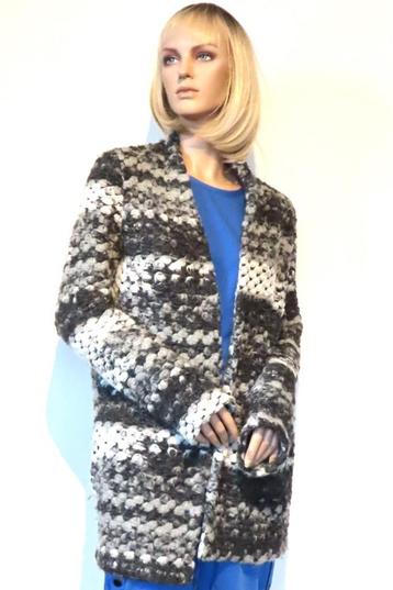 TRAMONTANA Grijs/Wit Gestreept Gebreid Wollen/Mohair Vest S beschikbaar voor biedingen