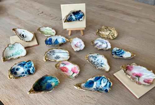 Mooie oesterschelpen met gouden rand, Huis en Inrichting, Woonaccessoires | Overige, Zo goed als nieuw, Verzenden