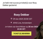 Roxy dekker afas live ticket, Tickets en Kaartjes, Eén persoon, November