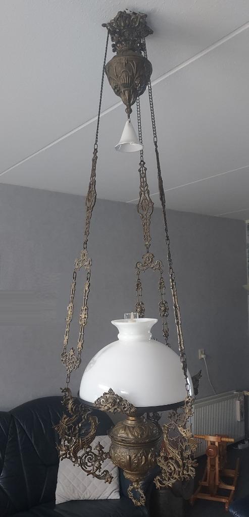 Antieke petroleum hanglamp, Antiek en Kunst, Antiek | Lampen, Ophalen