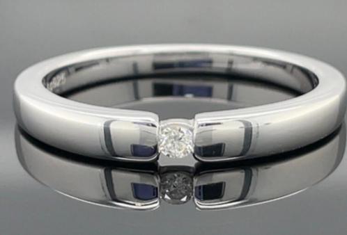 Ring solitaire aanschuif ring met 0,10 ct diamant. Nieuw, Sieraden, Tassen en Uiterlijk, Ringen, Nieuw, Dame of Heer, 17 tot 18