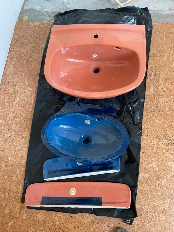 Vintage wasbak wastafel badkamer en toilet mid century, Doe-het-zelf en Verbouw, Sanitair, Nieuw, Wastafel, Steen, Ophalen