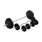 OP=OP 100KG VOLLEDIGE BARBELLSET DUMBBELL EZ CURL BAR, Benen, PH Fitness, Nieuw, Info@phfitness.nl