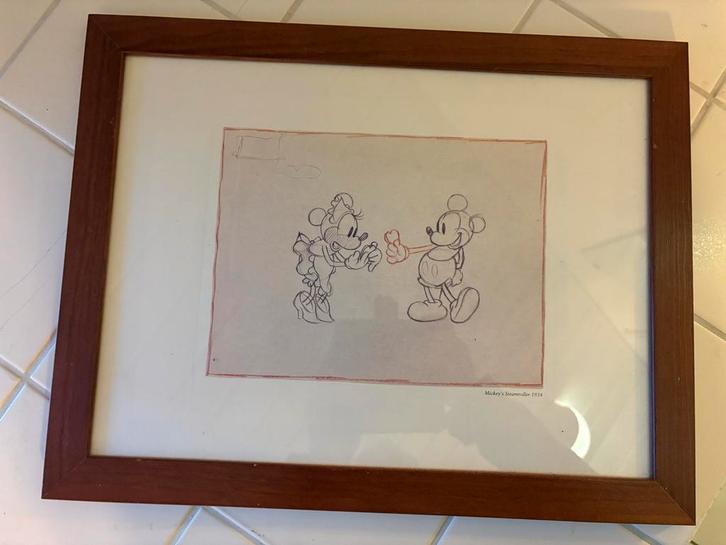 Disney tekening Mickey Mouse Steamroller 1934?, Antiek en Kunst, Kunst | Etsen en Gravures, Ophalen of Verzenden