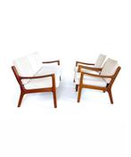Vintage woonkamerset, Ole Wanscher, France & søn ‘60, Huis en Inrichting, Ophalen of Verzenden, Zo goed als nieuw, Hout, Vintage retro buisframe design rotan webbing papercord deens