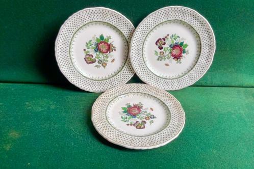 3 Mason's Painsley pattern Groen Green gebaksbordjes ontbijt, Antiek en Kunst, Antiek | Servies los, Ophalen of Verzenden