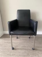 6 leren eetkamerstoelen, Huis en Inrichting, Stoelen, Ophalen, Gebruikt, Zwart, Leer