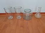 4 gebruikte glazen vazen, Ophalen, Gebruikt, Overige kleuren, Glas