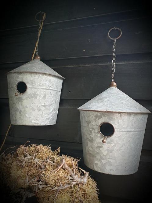 Zinken vogelhuisje halfrond - zink, Tuin en Terras, Vogelhuisjes en Vogelbaden, Nieuw, Ophalen of Verzenden