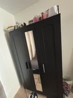 BRIMNES Kledingkast met 3 deuren, zwart, 117x190 cm, Huis en Inrichting, Kasten | Kledingkasten, 100 tot 150 cm, Nieuw, Met hangruimte
