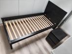 Ikea MALM Bed + Lattenbodem + Nachtkastje, Ophalen, 90 cm, Eenpersoons, Zwart