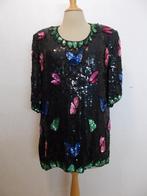Pailletten glamour top/tuniek van designer Frank Usher! L, Zwart, Maat 42/44 (L), Ophalen of Verzenden, Zo goed als nieuw
