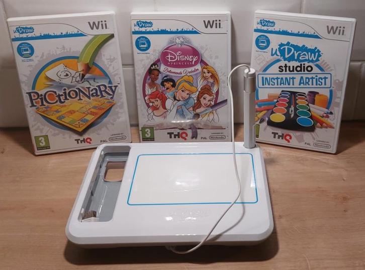 uDraw tablet + 3 spellen Wii, Spelcomputers en Games, Games | Nintendo Wii, Zo goed als nieuw, Sport, 3 spelers of meer, Vanaf 3 jaar