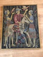 Vintage Frans Wandtapijt Valkenjacht in Lijst, Ophalen of Verzenden, Gebruikt