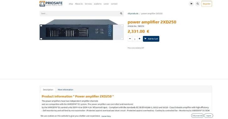 Honeywell 2XD250 Power Amplifier Class D, Muziek en Instrumenten, Versterkers | Keyboard, Monitor en PA, Zo goed als nieuw, Minder dan 500 watt