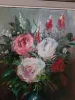 Vintage olieverf schilderij bloemen, Antiek en Kunst, Curiosa en Brocante, Ophalen of Verzenden