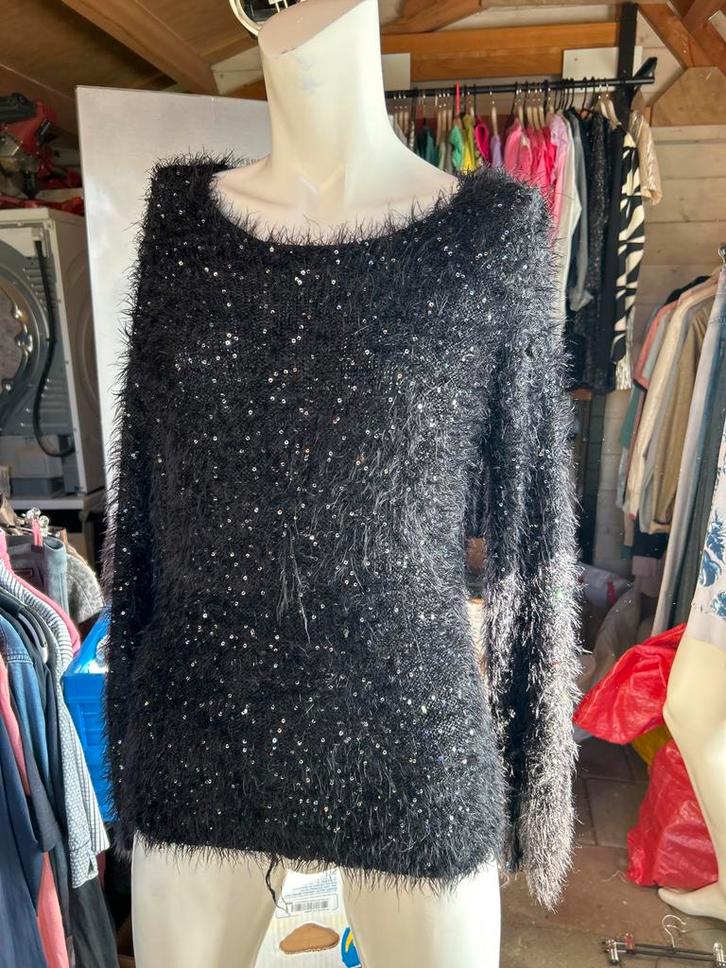 Seven Sisters Trui XXS/S - Zwart met Pailletten, Kleding | Dames, Truien en Vesten, Zo goed als nieuw, Maat 34 (XS) of kleiner