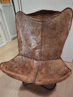 Leren vlinderstoel, Huis en Inrichting, Stoelen, Zwart, Leer, Ophalen of Verzenden, Zo goed als nieuw