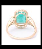 Ring met natuurlijke smaragd en diamanten (Antwerpen), Sieraden, Tassen en Uiterlijk, Ringen, Nieuw, Ophalen of Verzenden, 17 tot 18