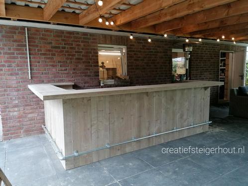 Bar steigerhout l vorm buitenbar buis koelkast ruimte tuin, Huis en Inrichting, Barren, Nieuw, Ophalen of Verzenden
