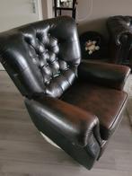 Chesterfield bankstel 3x2m + luxe fauteuil, Huis en Inrichting, Ophalen, Gebruikt, Leer, 75 tot 100 cm