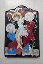 Cloisonné tegel kruisiging, Antiek en Kunst, Antiek | Religie, Ophalen of Verzenden