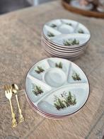 Vintage Borden Fondue Borden 12 stuks, Huis en Inrichting, Keuken | Servies, Ophalen of Verzenden, Aardewerk, Overige stijlen