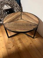 Bijzettafel 70cm mixedwood ingelegd hout PTMD, Ophalen, Rond, Zo goed als nieuw, 60 cm of meer
