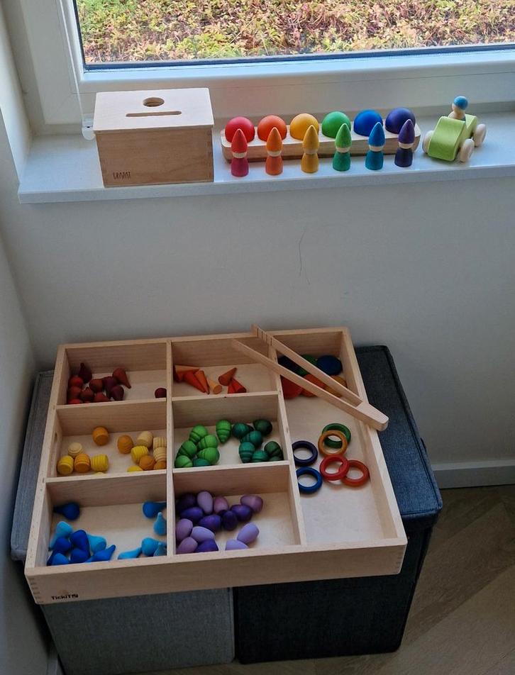 Houten speelgoed set - Grapat, Grimm's, Tickit, Kinderen en Baby's, Speelgoed | Educatief en Creatief, Zo goed als nieuw, Knutselen