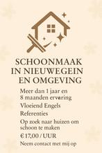 Schoonmaakster / huishoudelijke hulp Nieuwegein, Vacatures, Tot en met 24 uur, Vanaf 3 jaar, Overige vormen, Geschikt als bijbaan