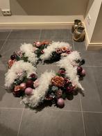 2x luxe kerstkrans 90cm + ledverlichting boa en kraalsnoer, Ophalen, Zo goed als nieuw