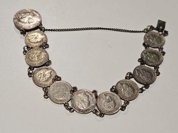 zilveren armband met Wilhelmina dubbeltjes beschikbaar voor biedingen