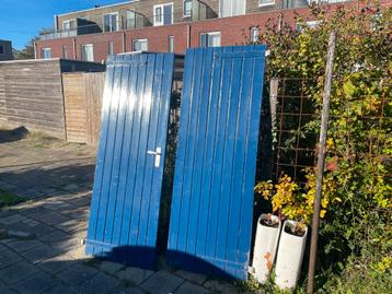 Stevige houten buiten-/tuinpoortdeuren – blauw – 206x76 cm beschikbaar voor biedingen